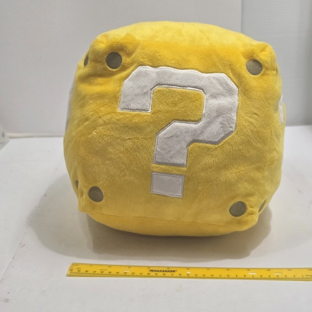 Super Mario Question Mark‎ Block Plush San-Ei Little Buddy Toy 2015 Yellow...